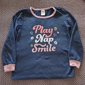 Kids Blue and Pink Graphic Fleece PJ Top